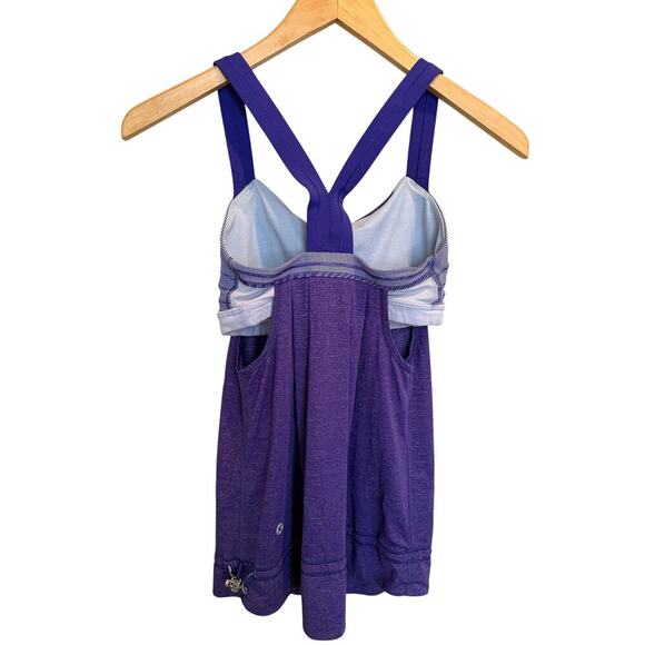 Lululemon Rest Less Tank Top Women’s Size 4 Berry Purple Cinched Built In Bra - Picture 4 of 10